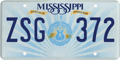 MS license plate ZSG372