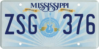 MS license plate ZSG376