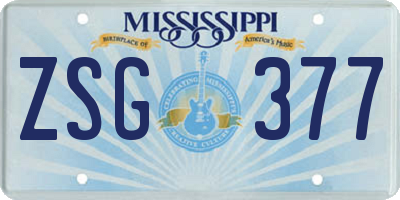 MS license plate ZSG377