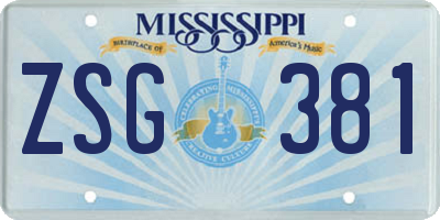 MS license plate ZSG381