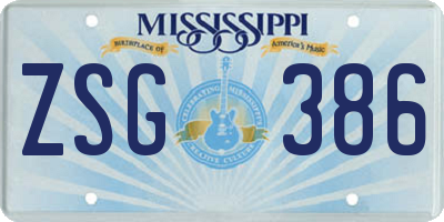 MS license plate ZSG386