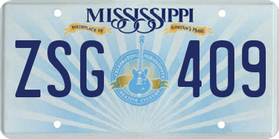 MS license plate ZSG409