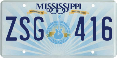 MS license plate ZSG416