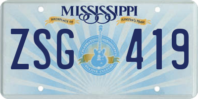 MS license plate ZSG419