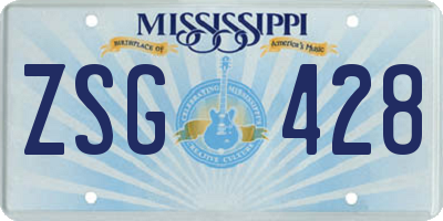 MS license plate ZSG428