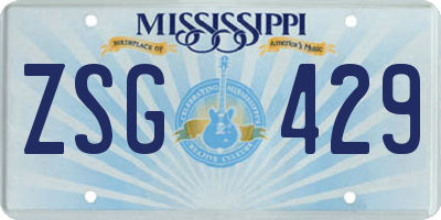 MS license plate ZSG429