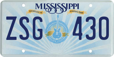 MS license plate ZSG430