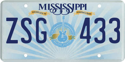 MS license plate ZSG433