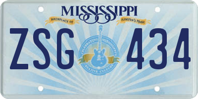 MS license plate ZSG434