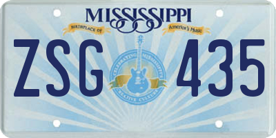 MS license plate ZSG435