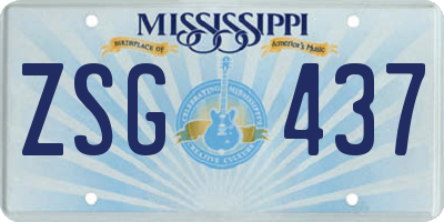 MS license plate ZSG437