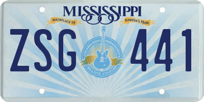 MS license plate ZSG441