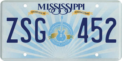 MS license plate ZSG452