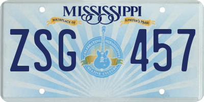 MS license plate ZSG457