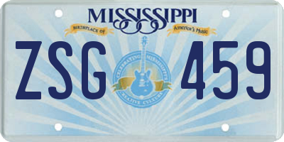 MS license plate ZSG459