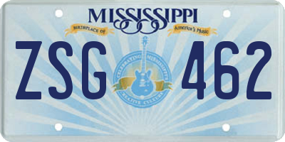 MS license plate ZSG462