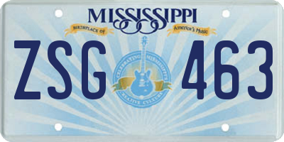 MS license plate ZSG463