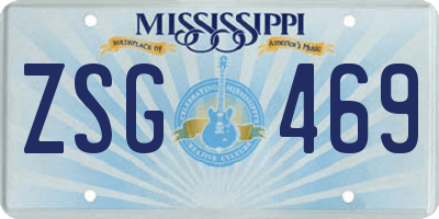 MS license plate ZSG469