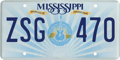 MS license plate ZSG470
