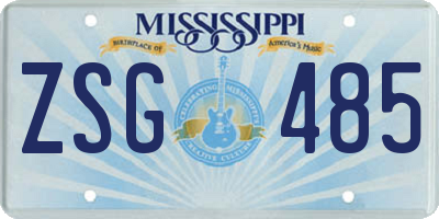 MS license plate ZSG485