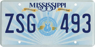 MS license plate ZSG493