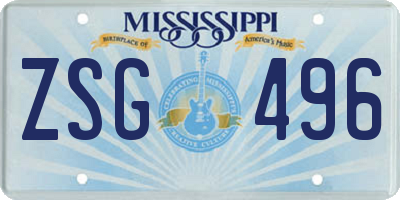MS license plate ZSG496