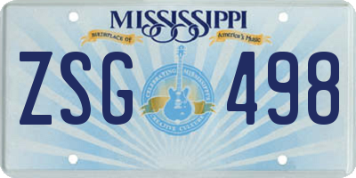 MS license plate ZSG498