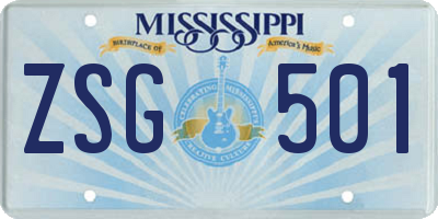 MS license plate ZSG501