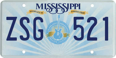 MS license plate ZSG521