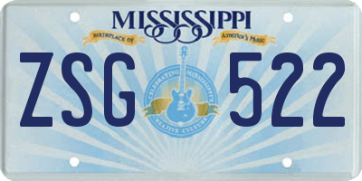 MS license plate ZSG522