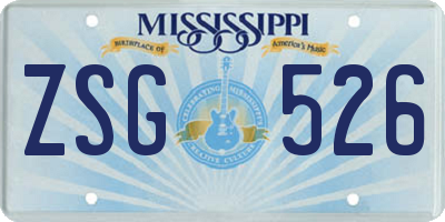 MS license plate ZSG526