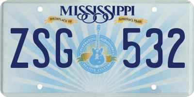 MS license plate ZSG532