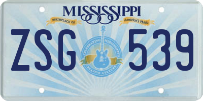 MS license plate ZSG539