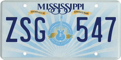 MS license plate ZSG547
