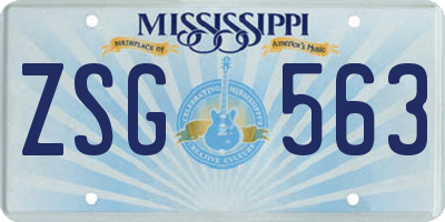 MS license plate ZSG563
