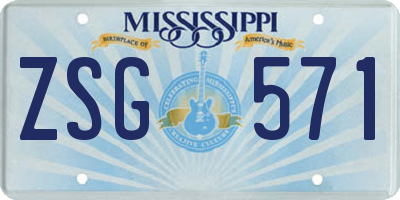 MS license plate ZSG571