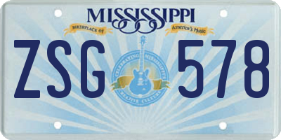 MS license plate ZSG578