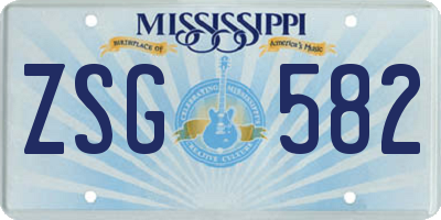MS license plate ZSG582