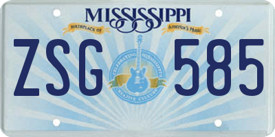MS license plate ZSG585