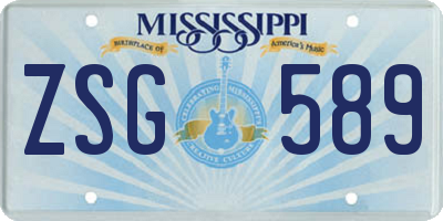 MS license plate ZSG589