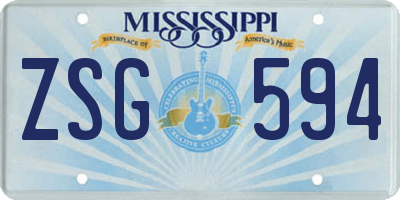 MS license plate ZSG594
