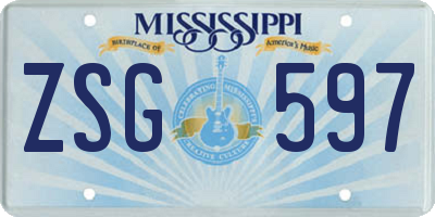MS license plate ZSG597
