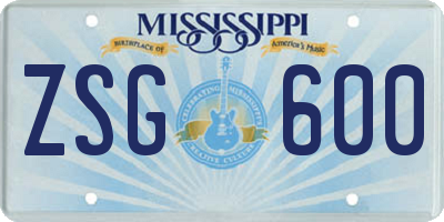 MS license plate ZSG600