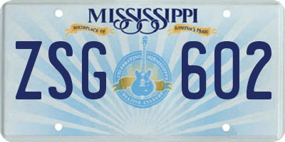 MS license plate ZSG602