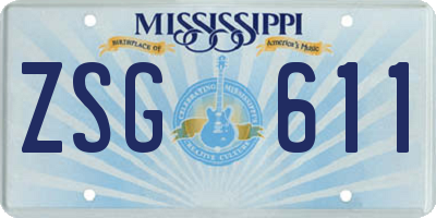 MS license plate ZSG611