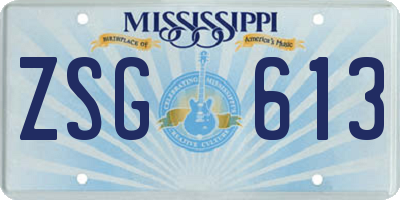MS license plate ZSG613