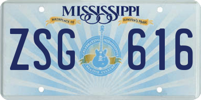 MS license plate ZSG616