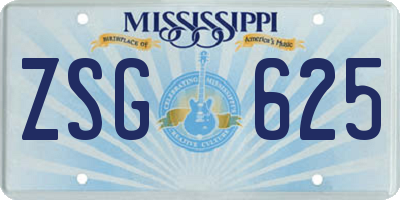 MS license plate ZSG625