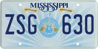 MS license plate ZSG630