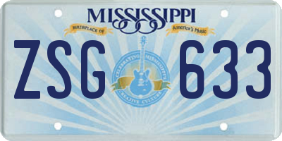 MS license plate ZSG633